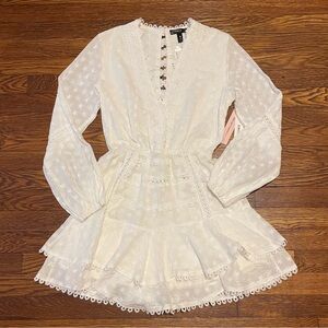 NEW Aqua White Lace Eyelet Mini Dress